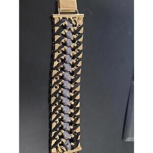 Stella & Dot Reversible Bracelet Leather & Rhinestone Wrap Missing 1 Stone Boho